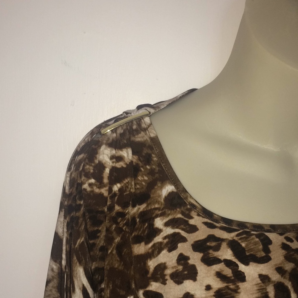 Chico's Leopard Print Cold Shoulder Poncho Top - Picture 3 of 9